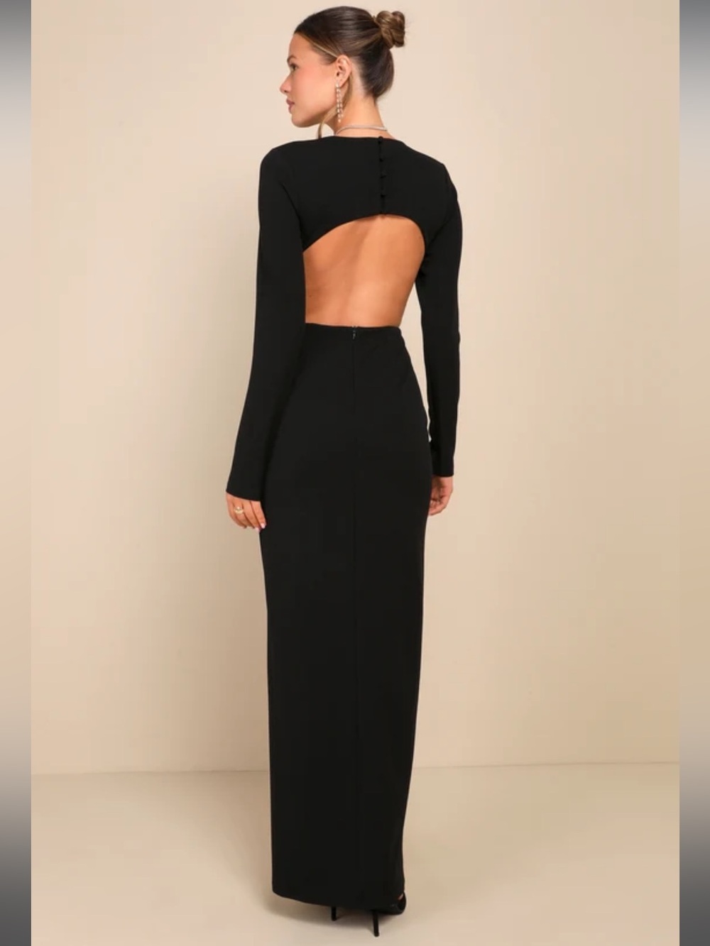 NWT-Flawless Esteem Black Long Sleeve Cutout Column Maxi Dress